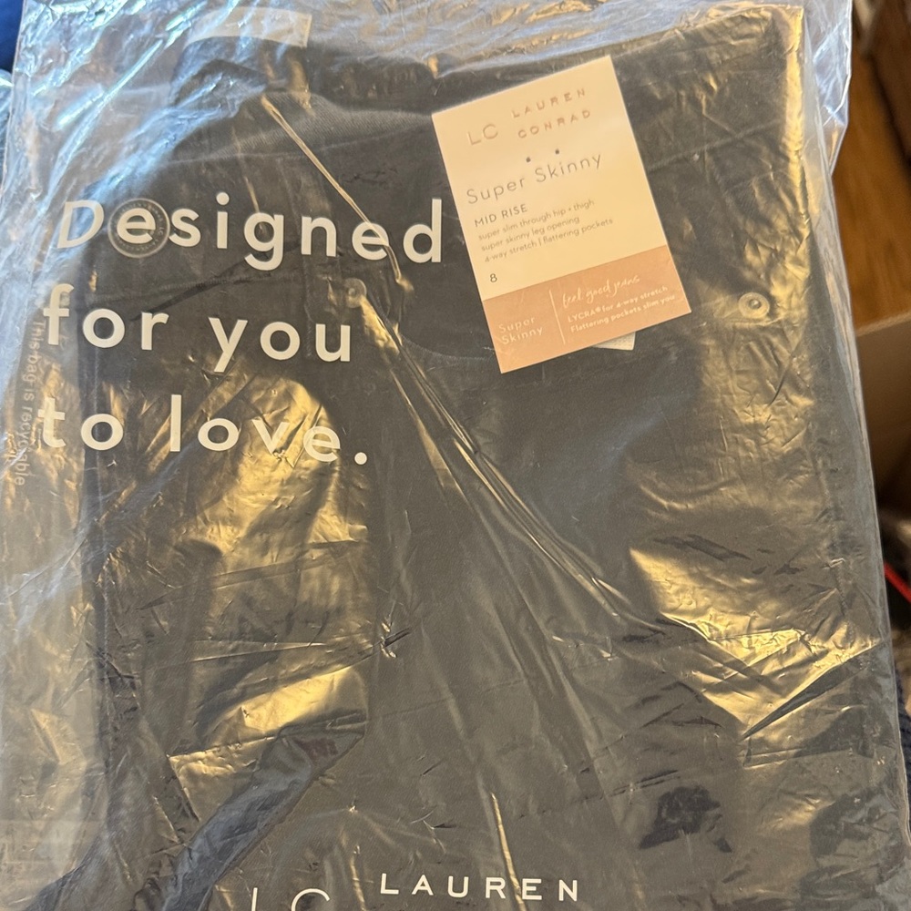 LC Lauren Conrad Super Skinny Mid Rise Jeans - Dark Blue